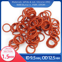 โอริง CS 1.5 มม. ID 9.5 มม. OD 12.5 มม. วัสดุพร้อมซิลิโคน VMQ NBR FKM EPDM ORing Seal Gasket-Lusjeh