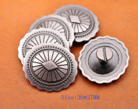 10X 30*27มม. R Silver Tribal Beauty เพชรดอกไม้ LEATHERCRAFT เข็มขัดกระเป๋าถือ CONCHOS Screwback