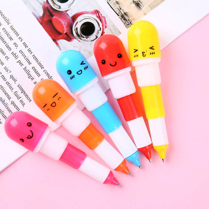 Pill Pen Capsule Pen Cartoon Expression Retractable Pen Children's ...