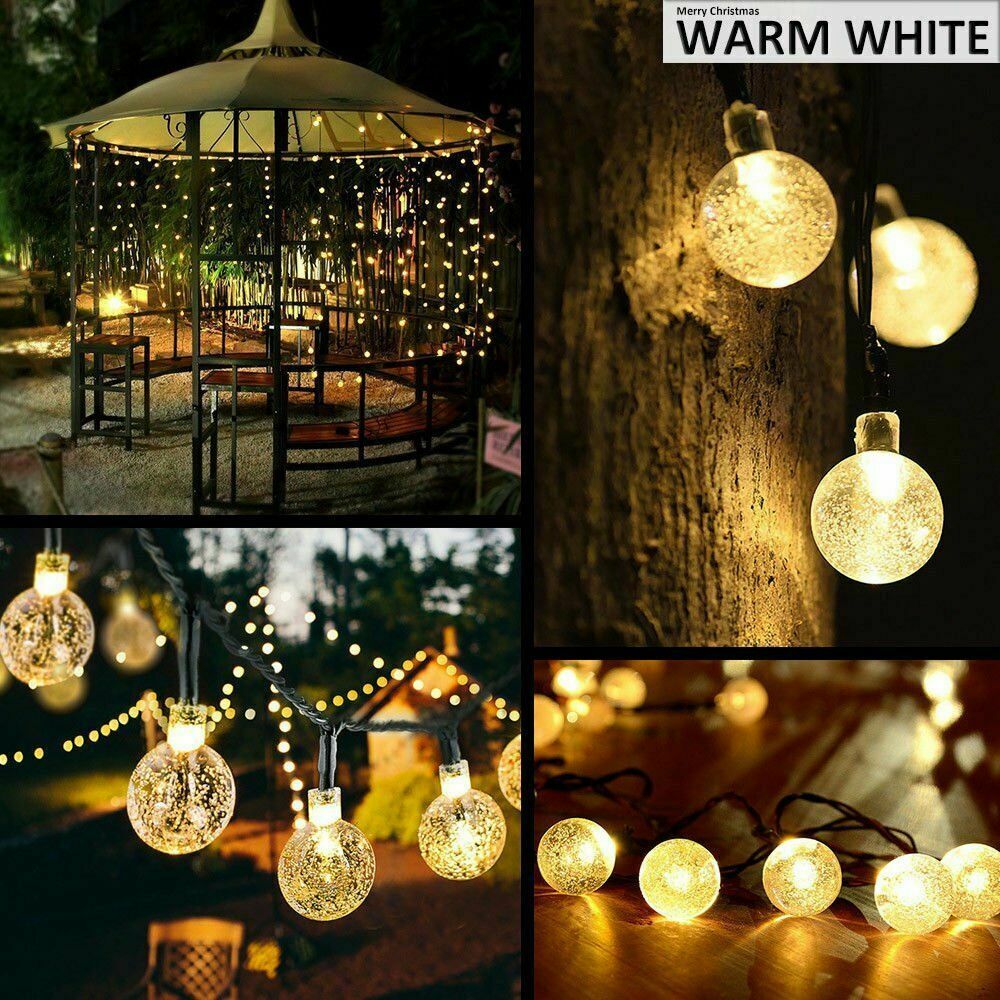 100LED String Light Solar Powered Lamp Bulb Outdoor Garden Decor Xmas Party 