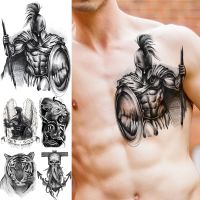 【hot】✈✖  Large Shield Temporary Tattoos Men Adult Tiger Fake Chest Tatoos