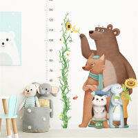 หมีน่ารักกระต่ายความสูงสติ๊กเกอร์ติดผนังสัตว์ป่า Baby Wall Decor ภาพจิตรกรรมฝาผนังสำหรับห้องเด็ก Growth วัดไม้บรรทัดความสูงบันทึกแผนภูมิ-hexinge