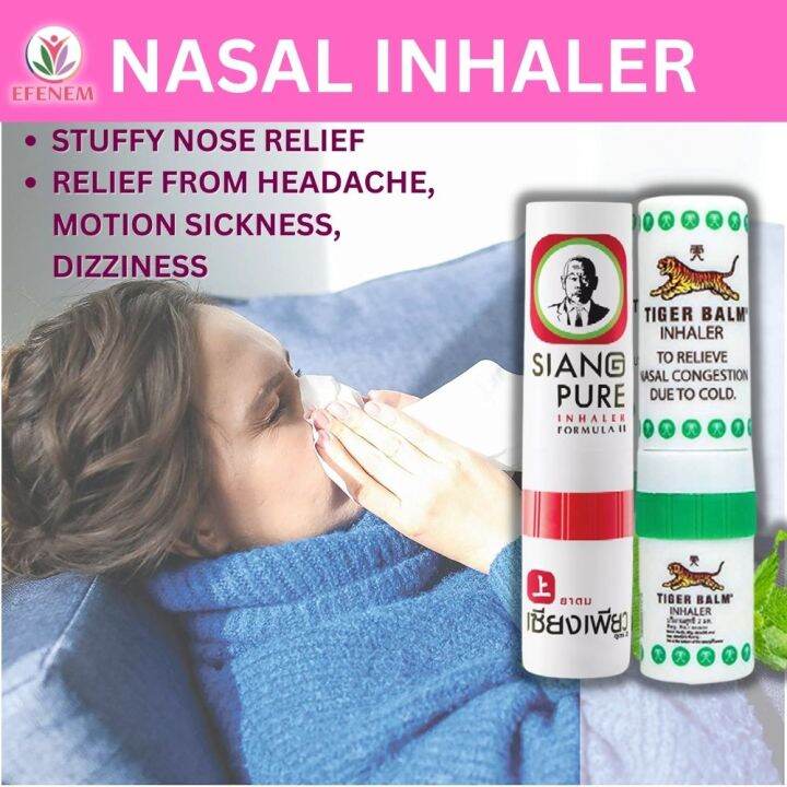 EFENEM Nasal Inhaler Aromatherapy Fresh Cooling Menthol Herb Eucalyptus