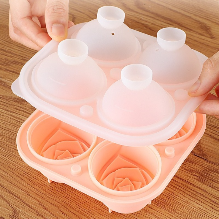 แม่พิมพ์ซิลิโคนสำหรับ-ice-cube-พร้อมฝาปิด4หลุม-rose-ดอกไม้รูปร่าง-reusable-ice-cube-ถาดอุปกรณ์ครัว-ice-cream-maker-เครื่องมือ