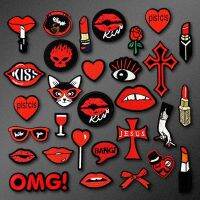 Cross Kiss Lipstick DIY Cloth Badges Patch Embroidered Applique Sewing Clothes Stickers Apparel Accessories Badge Patches Haberdashery