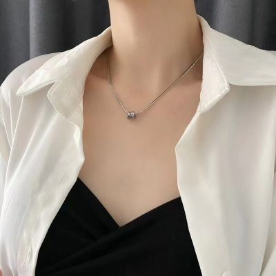 JDY6H Stainless Steel Double Layer Clear Zircon Necklace for Women Kpop Minimalist Clavicle Chains 2023 Trendy Lucky Jewelry Gift