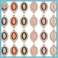 GQBN44V3 60pcs ผสมสี เครื่องประดับจี้ Virgin Mary Link โลหะผสมอัลลอยด์ วงรีทรงรี โลหะผสมเคลือบอีนาเมล กำไลข้อมือสร้อยข้อมือ แหวนคู่ การเชื่อมต่อสุภาพสตรีของเรา สำหรับผู้หญิง