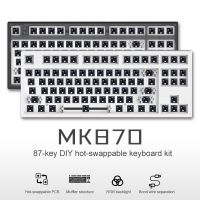 ☁✜ MK870 Mechanical Keyboard Kit Full RGB Backlit LED Hot Swappable Socket NKRO Programmable USB C Transparent Black Case With DIY