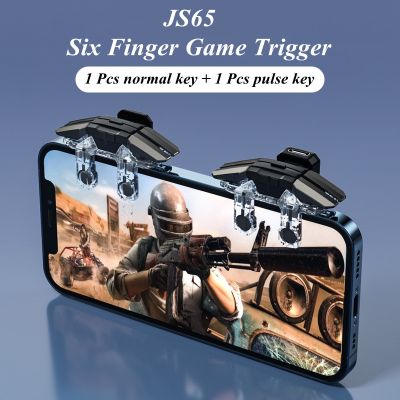 №❇ JS65 Six Fingers PUBG Mobile Game Controller Gamepad Trigger Aim Shooting Joystick Grip for IPhone Xiaomi Samsung Huawei Android