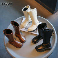 YADOU รองเท้าบูทเด็กสูงรองเท้าบู๊ตเจ้าหญิง Sepatu Boots Anak Perempuan ขนาดกลางและใหญ่ Bot Modis รองเท้าบู้ตหนังเด็ก