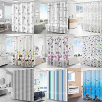 Black white gray blue stripes mosaic plaid lattices grid leaves flowers print shower curtain bathroom waterproof and mildew-proof partition shower curtains with 12pcs hooks