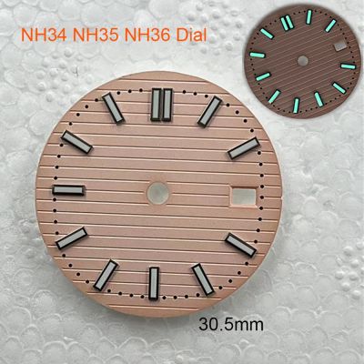 NH35 NH36 Dial 30.5Mm Pink C3 Blue Luminous Watch Dial For NH34/NH35/NH36 Movement