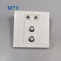 SeTo 86 Type Double RJ11 Cat3 telephone + Double F Type TV Assorted Panel Wall Plate Socket Keystone Faceplate