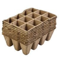 10 Pack 12 Hole Square Pulp Seedling Cup Biodegradable Paper Pot Tray Garden Nursery Seedling Tray Plant Pot High Quality