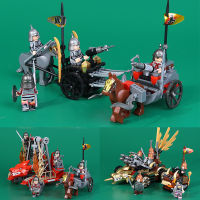 โรแมนติกของสามก๊กสามก๊กบล็อกตัวต่อ Shenlong Siege Cart Zhuge Liangmu Niu Liuma Chariot สามก๊ก Xiaoxia บล็อกตัวต่อ Minifigures โบราณตัวอักษรตัวต่อของเล่น