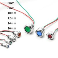 6mm 8mm 10mm 12mm 14mm Metal LED Warning indicator light Waterproof IP67 Signal Lamp Pilot Wires switch 3V 5V 12V 220V Red Blue