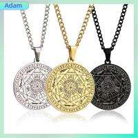 ADAM 2pcs Wicca สร้อยคอจี้เครื่องรางเปลี่ยนสีได้7แบบ เหล็กไร้สนิม การป้องกันเหนือธรรมชาติ สร้อยคอเซนต์ไมเคิล วินเทจ เครื่องประดับอัญมณีอัญมณี โซ่คล้องคอ สำหรับผู้ชาย