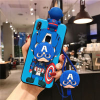 เคสโทรศัพท์ Marvel Avengers สำหรับ VIVO,เคสโทรศัพท์มือถือซิลิโคนนิ่มสำหรับรุ่น Y22 Y22S Y16 Y35 2022 Y02S V25 5G V25E Y91C Y1S 1820 1811 1815 1807 1814 1816 1817 1929พร้อมตุ๊กตาสไปเดอร์แมนกัปตันอเมริกาและสายคล้องสำหรับ VIVO 1818 1819 3D