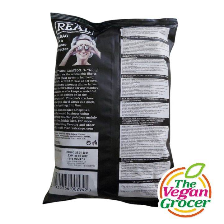 Hot Real Handcooked Vegan SeaSalt & Black Pepper Potato Chips 150g ...