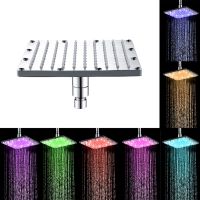 Bernicl Recableght Shower Head Lights 3-Color Change Rainfall Square Temperature Control 7Color Flash Easy Install Offer Delightful Bath