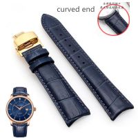 （A New Well Sell ） Blue Curved End Genuine Leather Watchband 20 21 22 23mm Calfskin Strap With Deployment Buckle For Citizen Casio Brands Watch Man