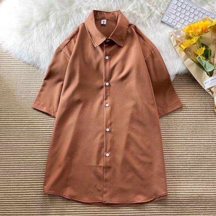 พร้อมส่ง-cod-เสื้อเชิ้ตแขนสั้นลําลอง-ทรงหลวม-เข้ากับทุกการแต่งกาย-แฟชั่นฤดูร้อน-สไตล์เกาหลี-unisex