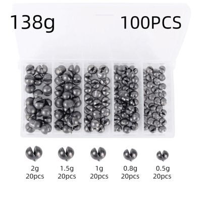 100pcs 138g 132g Round Split Shot Fishing Weights Assortment Set Removable Sinkers Drop Fishing Tackle Accessories Accessories