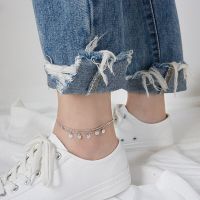 Fashion And Popular Multi-Layer Disc 925 Sterling Silver Geometric Round Discs Charms Layered Silver Anklet