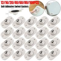 12-100pcs Wheels For Furniture Stainless Steel Roller Self Adhesive Furniture Caster Home Strong Load-bearing Universal Wheel