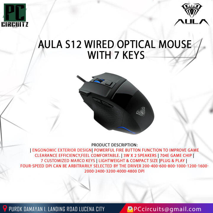 Aula Mountain S12 Wired Gaming Mouse With 7 Customized Marco Keys ...