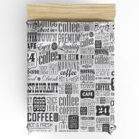 Vintage Text Coffee Custom Bedding Fitted Sheet Couple Mattress Cover With Elastic Home Double Bed Sheet(no pillowcases)