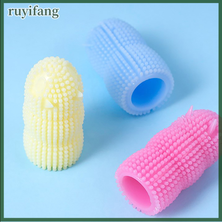ruyifang-แปรงสีฟันขนนุ่มมากสำหรับสัตว์เลี้ยงสำหรับสุนัขทำความสะอาดฟันอุปกรณ์ทำความสะอาดฟันซิลิโคนไม่เป็นพิษ