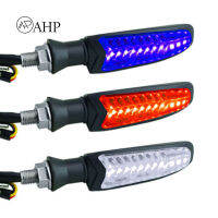 Fansuq【สต๊อกพร้อมแล้ว】?สัญญาณเลี้ยว LED สำหรับรถจักรยานยนต์สีสารพัดประโยชน์ด้านหน้าด้านหลังไหลไฟกระพริบโคมไฟ Lampu Jalan กลางวันกันน้ำ