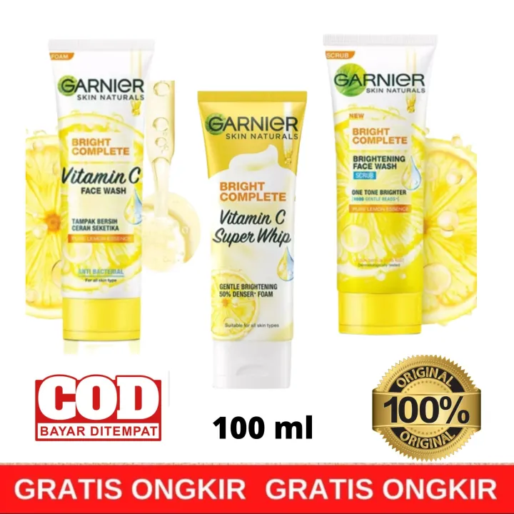 Sabun Cuci Muka Garnier Bright Complete Vitamin C Foam Scrub Super