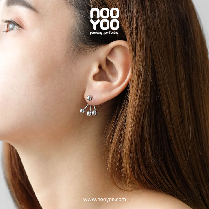 nooyoo-ต่างหูสำหรับผิวแพ้ง่าย-ball-ear-jacket-surgical-steel