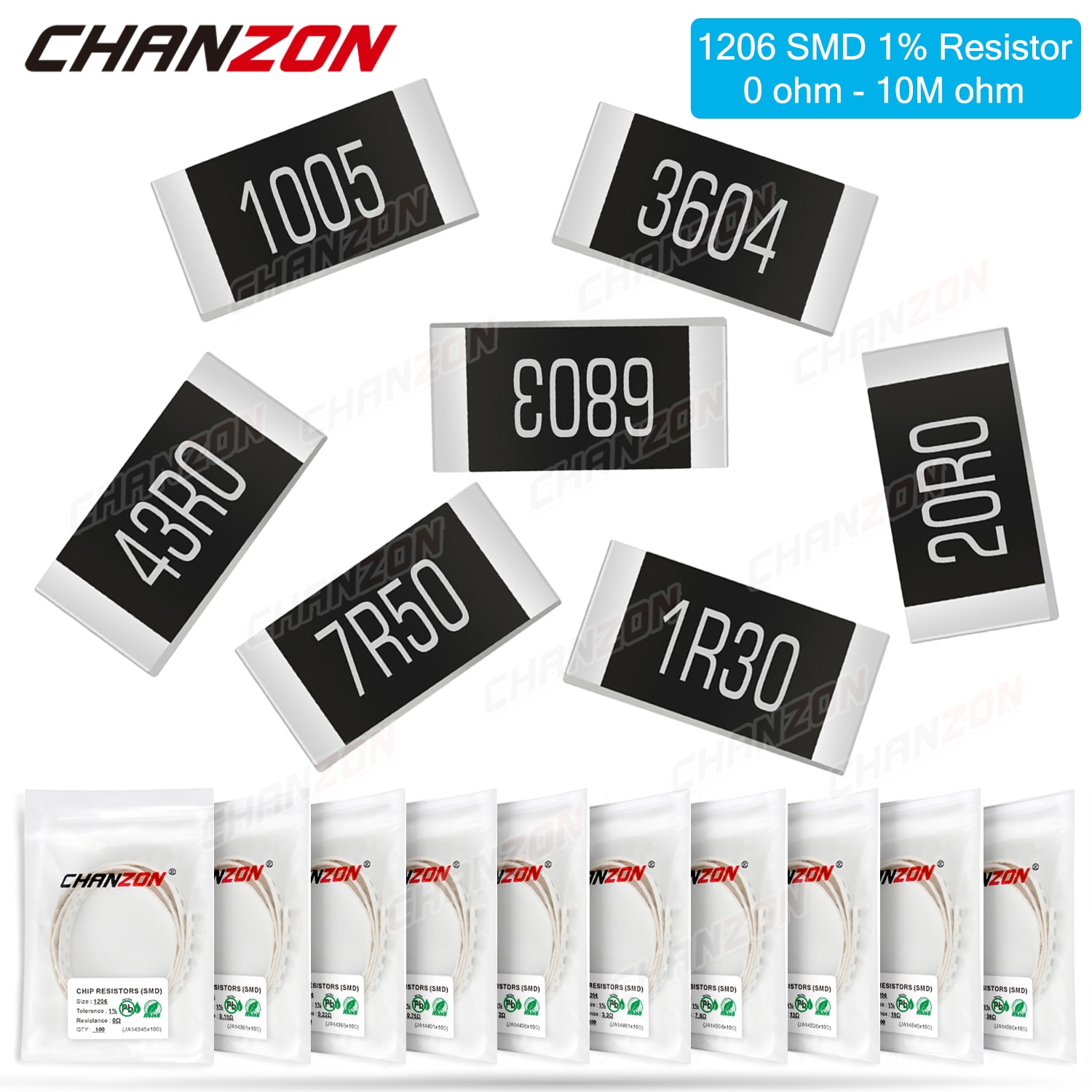 100PCS 4.7 ohm 4.7R Ω 4R7 5% 1/4W 1206 3.2mm×1.6mm SMD Chip Resistor 