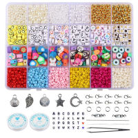 Seed Beads Set For Bracelets  Letter Smile Beads For Jewelry Making 6mm Flat Round Polymer Clay Spacer Bead Set In Box Trend