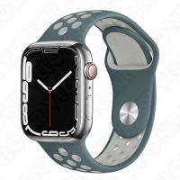 สายซิลิโคนสำหรับสายคาด Apple Watch 44มม. 40มม. 38มม. 42มม. 41 45มม. สายนาฬิกาแนวสปอร์ต IWatch Series 5 4 3 2 SE 6 7สร้อยข้อมือยาง