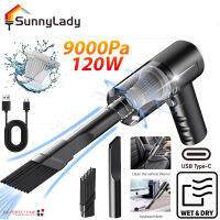 SunnyLady เครื่องดูดฝุ่นมือถือแบบพกพา,เครื่องดูดฝุ่น9000Pa ไร้สาย120W ชาร์จ USB ได้พลังงานสูงสำหรับบ้านรถ