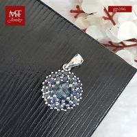 MT จี้พลอยแท้ ลอนดอนบลูโทพาส (London Blue Topaz) ประดับพลอยแท้แซปไฟร์น้ำเงิน (Blue Sapphire) ตัวเรือนเงินแท้ ชุบทองคำขาว ((gp396) MT Jewelry มณีธารา