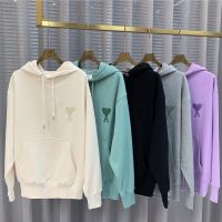 Available Ami Sweater Ami Embroidery Love Pure Cotton Terry Cotton Hooded Sweater Mens And Womens Fleece Sweater Pullover Embroidery
