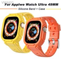 สายนาฬิกา Ultra 49มม. ของแท้สำหรับนาฬิกา Apple เคสแถบซิลิโคนบัมเปอร์สำหรับ IWatch Serie 8 Ultra Accessories TPU