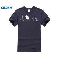 HOT ITEM!!Family Tee Couple Tee Diy cotton T-shirt Bichon Frise T-Shirt i love Bichon Frise heart beat Navy