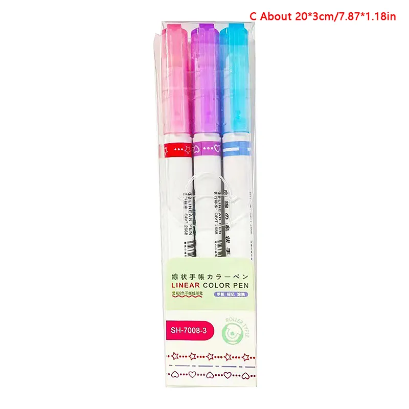 Funny Double Line Pattern Outline Marker Pen Hand Copy Account Multi-colored  Curve Pen Quick Dry Mark Notes Painting Highlighter