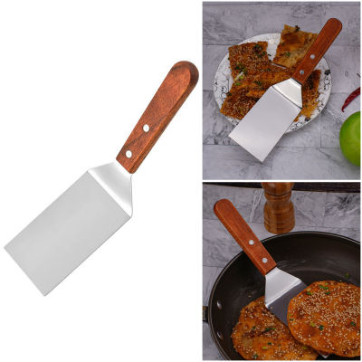 Cooking Wooden Handle Stainless Steel Kitchen Tools Pancake Steak Spatula Cake Spatula Pizza Cutter