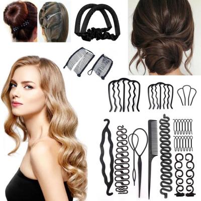 【CC】 Hair Accessories Braiding Donut Bun Maker Hairpins Clip Soft Curler Comb Styling Tools