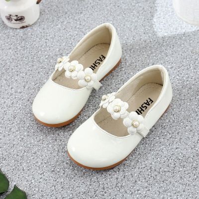 Baby Moccasins Kids Dress Shoes for Party Autumn Girls Leather Flats with Flowers Princess Sweet Children Shoes for School 26-36