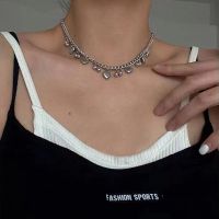 [COD] and Korea ins titanium steel multi-heart-shaped necklace men women trendy hip-hop dance personality accessories clavicle chain