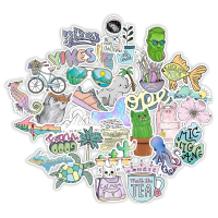 50 Pcs Cute Cartoon Wall Stickers Flowers Suitcase Refrigerator Mobile Phone Water Cup Decals Bedroom Room Decor Accessories