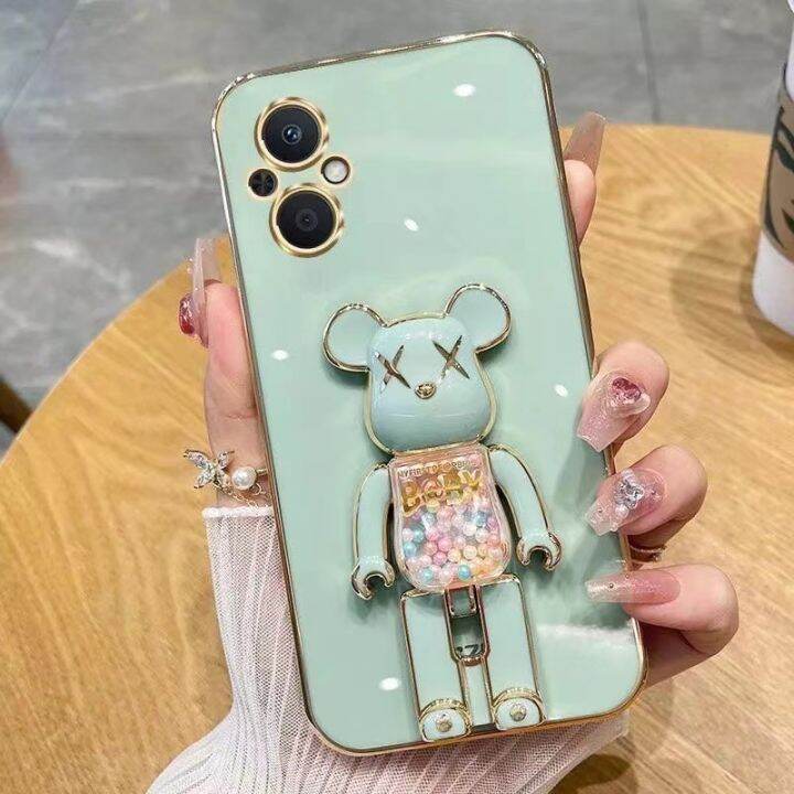 เคสโทรศัพท์สำหรับ-oppo-reno-7z-ฝาหลังสุดหรู-reno-8z-3มิติกับผู้ถือหมี